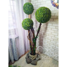 Декоративное дерево Самшит 160 см с тремя шарами