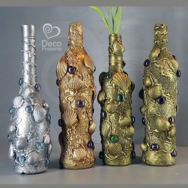 Бутылки декоративные с ракушками