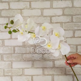 Ветка искусственной Орхидеи белая №27