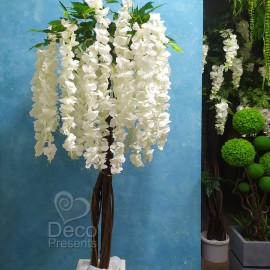 Штучне дерево із білих квітів гліцинії 160 см