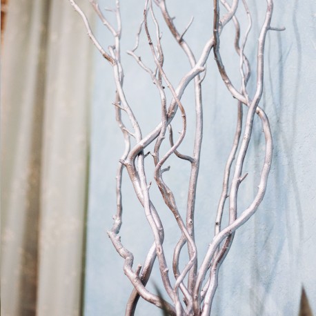 Ветки ивы крученые серебристые для декора