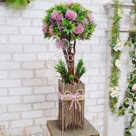Куля зі штучних рослин 48 композиція з квітів дерево у вазоні
