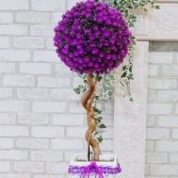 Куля зі штучних рослин 29 композиція з квітів топіарій у вазоні