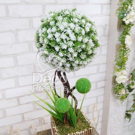 Декоративный бонсай №52 (белый шар) дерево из искусственных цветов