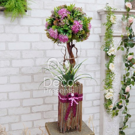 Штучний бонсай 50 з рожевих квітів. Декоративне настільне дерево для інтер'єру