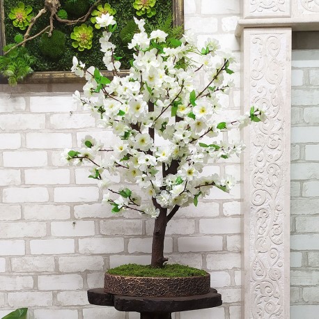 Дерево сакура 72 бонсай зі штучних білих квітів