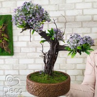 Декоративное дерево 7 бонсай из сиреневых цветов