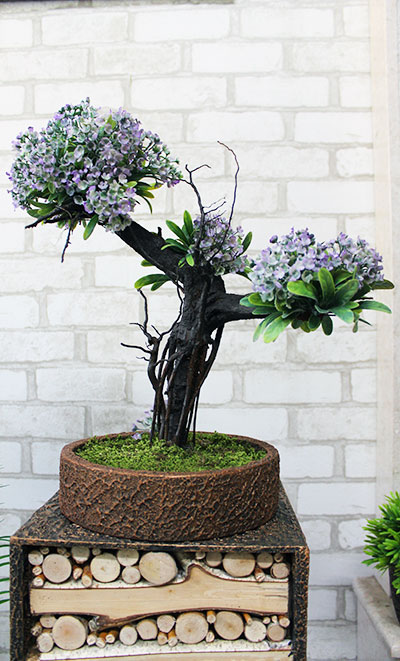 Декоративное дерево 7 бонсай из сиреневых цветов