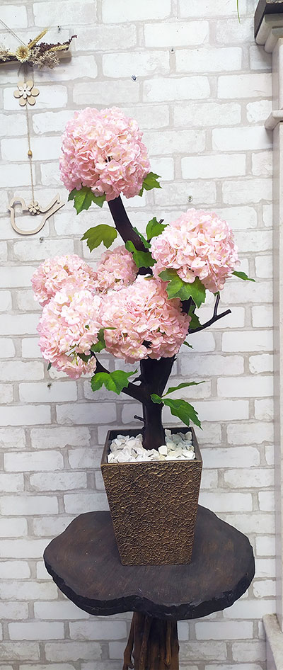 Декоративное дерево 128 из искусственных цветов гортензии