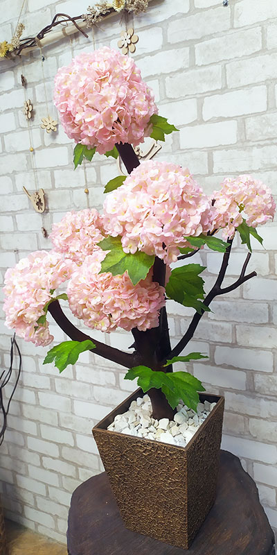 Декоративное дерево 128 из искусственных цветов гортензии