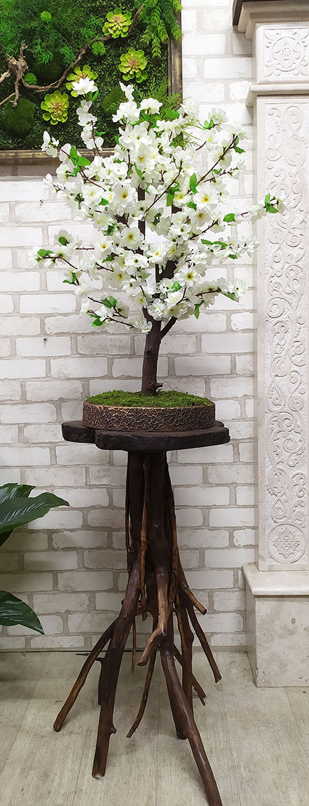 Дерево сакура 72 бонсай из искусственных белых цветов