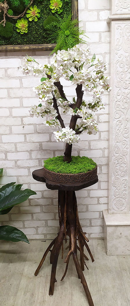 Дерево белая сакура 73 бонсай из искусственных цветов вишни