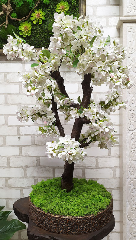 Дерево белая сакура 73 бонсай из искусственных цветов вишни